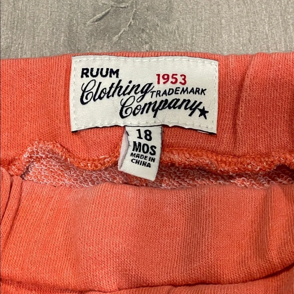 RUUM Clothing Co Coral Sweat Shorts Toddler Boys 18 Months